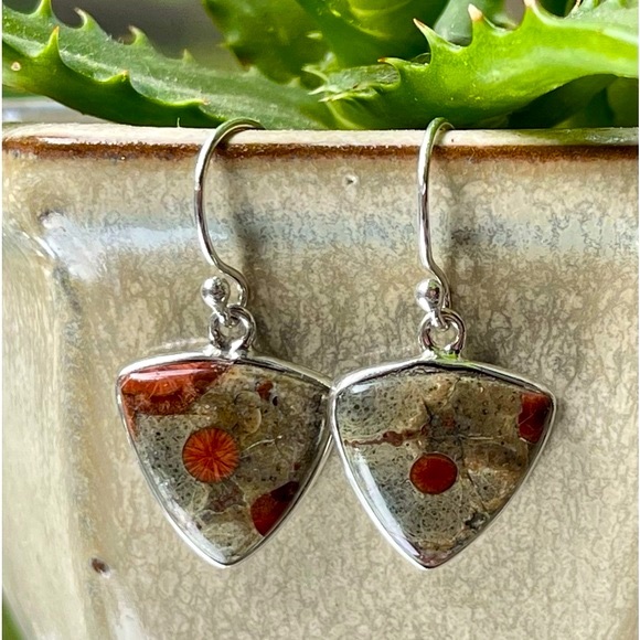 Natural Peanut Obsidian 925 Sterling Silver Earrings - Picture 2 of 9